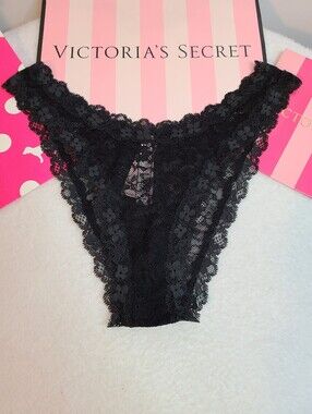 VS Dream Angels Sheer Lace Hi-cut Brazilian Cheeky Panty Size M